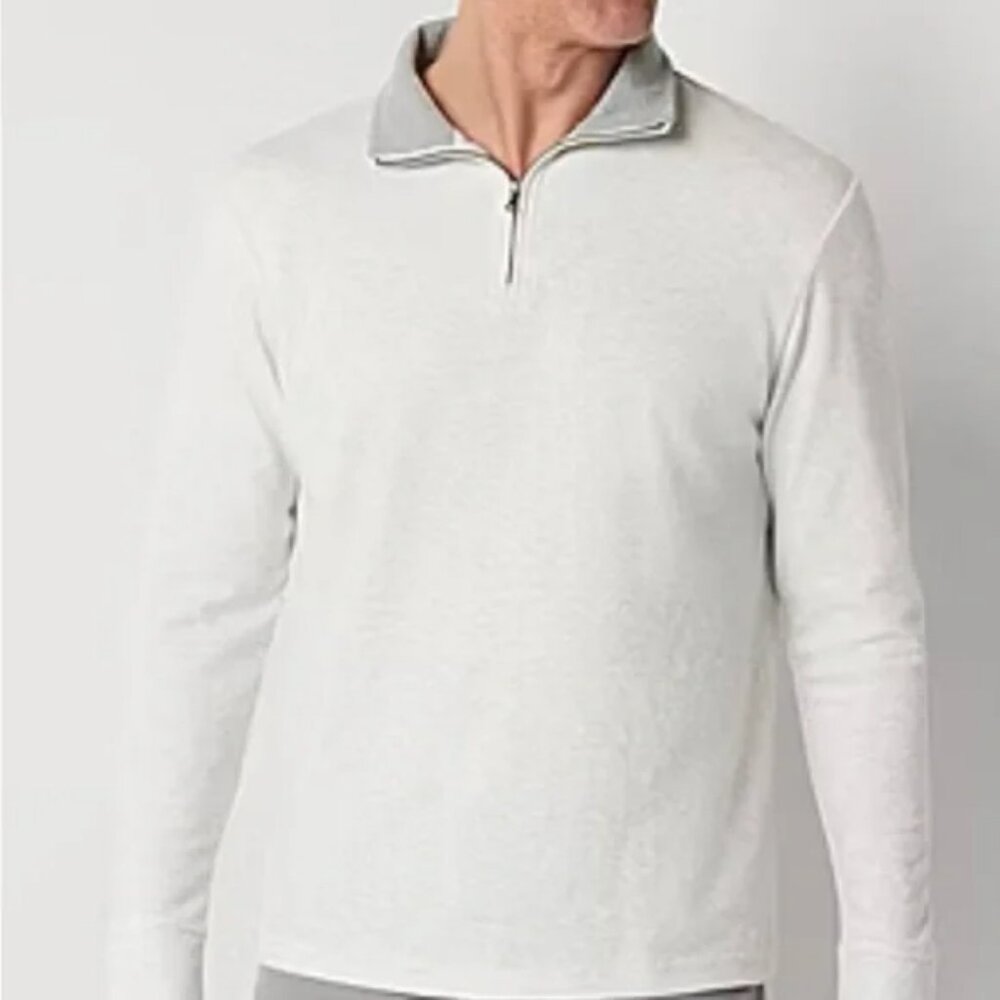NWT St. John’s Bay Men's heather grey Quarter-Zip Pullover
